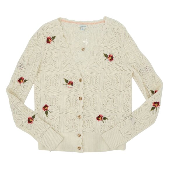 New Sundance Catalog Ivory Crochet Granny Squares Ethereal Cardigan Sweater L - Picture 4 of 7